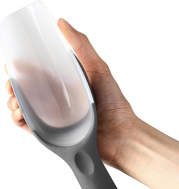 Spring Chef Gray Magnetic Ice Scoop for Freezer, BPA-Free Plastic Scoop with Soft Grip Handle - Dishwasher Safe Food Scooper - Kitchen Scooper for Ice Machine, Popcorn, Flour, Dog Food - Set of 2