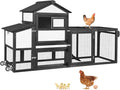 Aivituvin Mobile Chicken Coop with Wheels for 4-6 Chickens, Backyard Expandable Chicken House Duck Cage with Run, 2 Nesting Boxes, Easy Clean Pull-Out Tray, Leak-Resistant Asphalt Roof, 82.4"(Black)