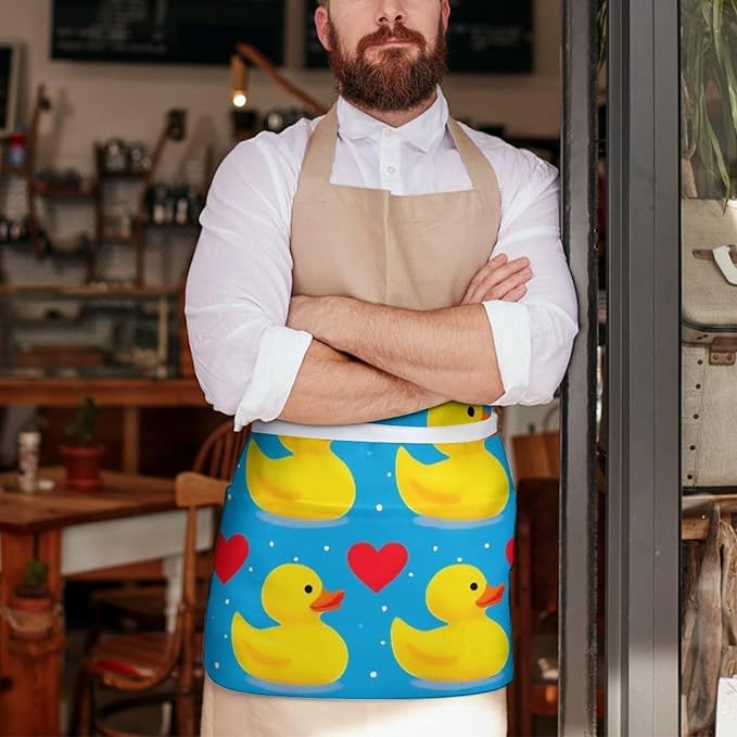 Server Waist Aprons Waitress Unisex Chef Works Half Apron with 3 Pockets