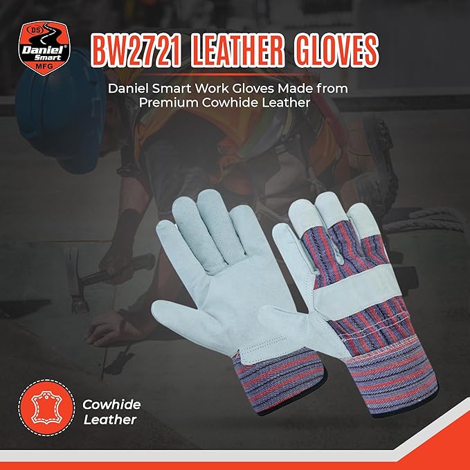 Daniel Smart Men & Women Goatskin Working Glove Lightweight Leather Safety Gloves for construction, gardening outdoor Work