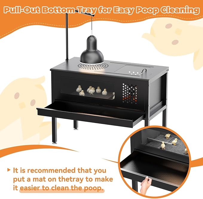 Chicken Brooder Box - Stand-Up Brooder Pen for Chick Brooder with Lamp Stand & Removable Collection Tray Accommodates Up to 15 Chicks Ideal for Chickens Ducks Quails, No Lamp