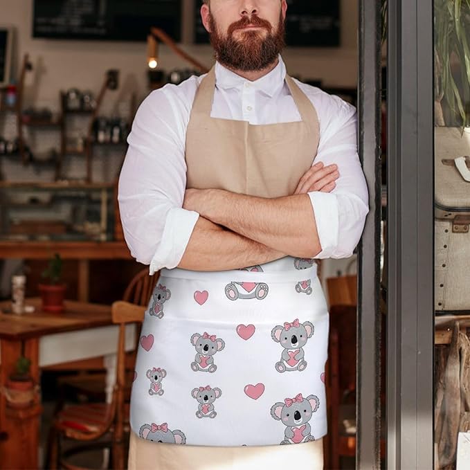 Half Apron with 3 Pockets Chef Cooking Kitchen Restaurant Aprons for Women Men