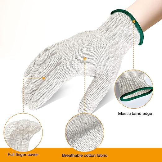 GSAFEME 12 Pairs Cotton Glove Liners for BBQ, Cooking, Grilling, Food Handling - Safety Work Gloves Hand Saver, X-Large