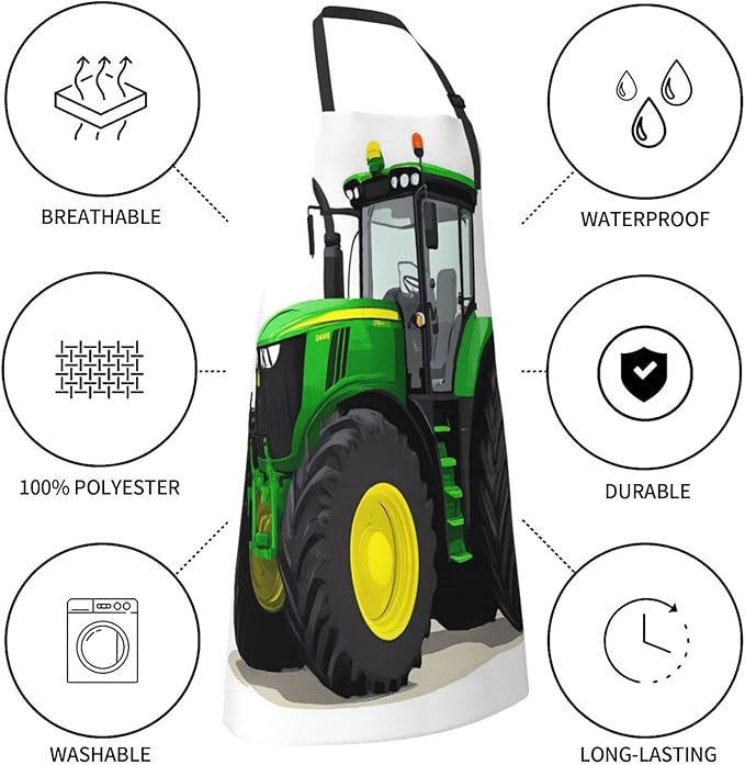 Big Farm Tractor For Waterproof Adjustable Adult Apron With Pockets For Men And Women Cooking, Painting