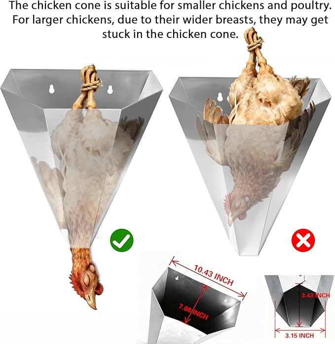 Poultry Processing Kits, Include Medium Size Chicken Cone, 50 Pack Poultry Shrink Bags, A Lung Scraper of Chicken Processing and A Pair of Gloves, Convenient for Chicken Processing