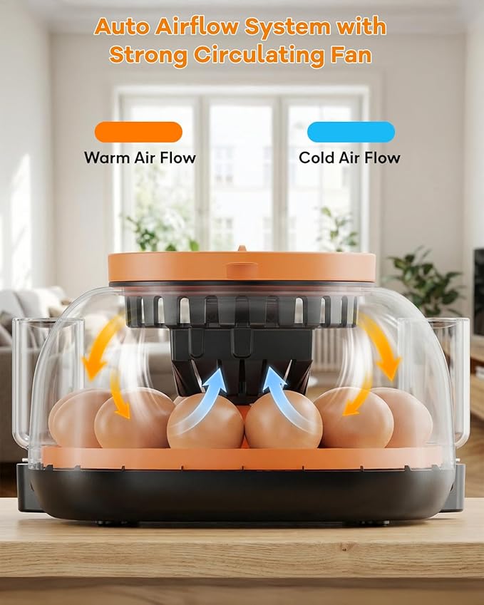 WiFi Egg Incubator with 1080P Camera, App Control, Automatic Turning & Water Filler for Hatching Eggs with Candler, Smart Incubator for 6-12 Chicken, Quail, Pigeon Eggs