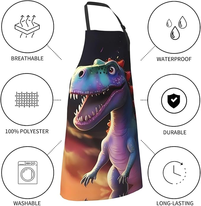 Tyrannosaurus rex Heavy Duty Waterproof Apron with Pockets for AdultsResistant Grilling, Gardening, Painting