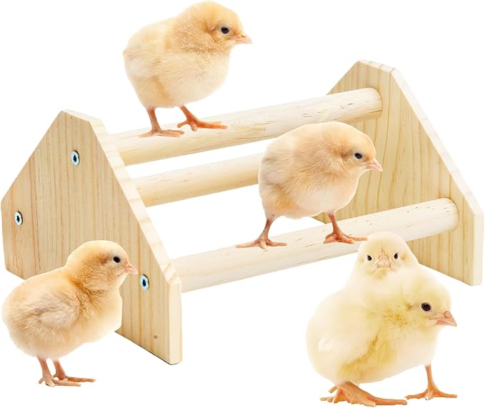 Baby Chicken Perch Strong Pine Wooden Chick Jungle Gym Roosting Bar, New-gen Durable Chicken Perch Toys for Coop and Brooder 7.9 X 6.9 X 4.14’’ Chicken Perch(Can be Used for Baby Turkeys)