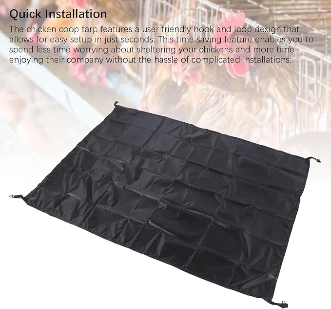 Focket Chicken Coop Tarp, 57x43in Cover, Silver Coated Oxford Fabric Dust Proof Pen Cover with for Outdoor Poultry Protection