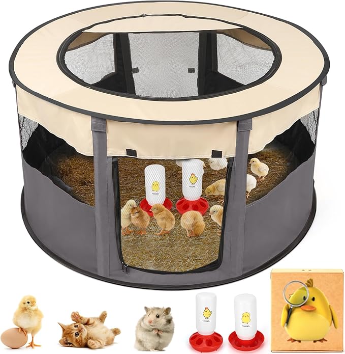 Chicken Brooder Box for Chick Starter Kit - 2026 Upgrade XL (Extra Large) Double Door Chick Brooder Pen//Holds Up to 20 Baby Chicks, Ducklings, Quail(Blue-Gray)