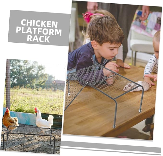 VICASKY Rutin Chicken Feeding Station with Iron Mesh Rack Sturdy Chicken Coop Shelf for Feeding and Drinking for Poultry Care and Landscape Decoration