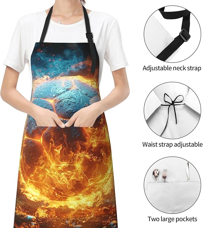 Kitchen Aprons for Men Women Waterproof Apron with 2 Pockets Cool Steampunk Gears Apron Adjustable Bib Aprons