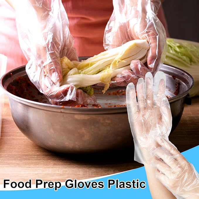 Mifoci 10000 Pcs Plastic Disposable Gloves, Clear, One Size Fits Most, Suitable for Food Handling, Cooking, Cleaning, and More