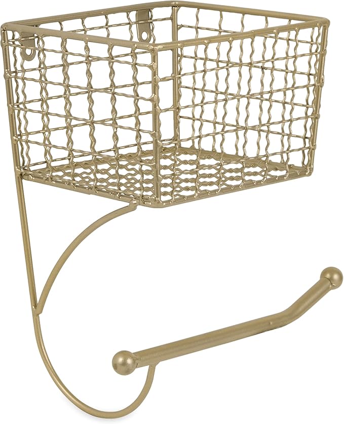 DII Rustic Farmhouse Bathroom Décor, Metal Storage, Toilet Paper Holder, Gold