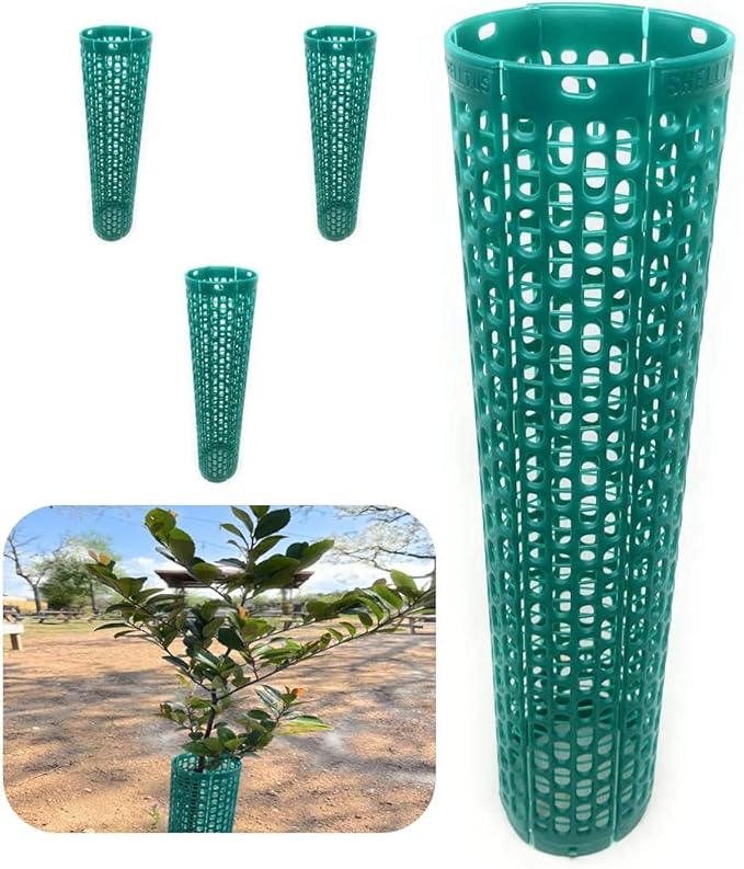 15" Spiral Tree Trunk Protectors, Stackable Adjustable Guards Protect Bark from Weed Eaters, Deer & Rodents, Tall Sapling, Orchard & Vineyard Vine Protection (12, Green)