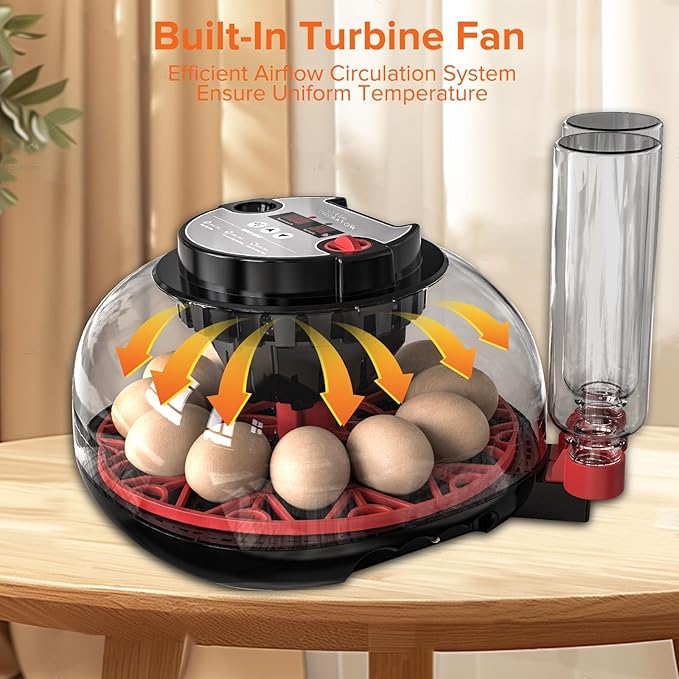 Incubator with Automatic Egg Turning and Humidity Control, Incubators for Hatching Eggs, Chicken, Ducks, Goose, Pigeon, Quail, Parrot Incubator for Farm, Lab, Science Classroom, Home