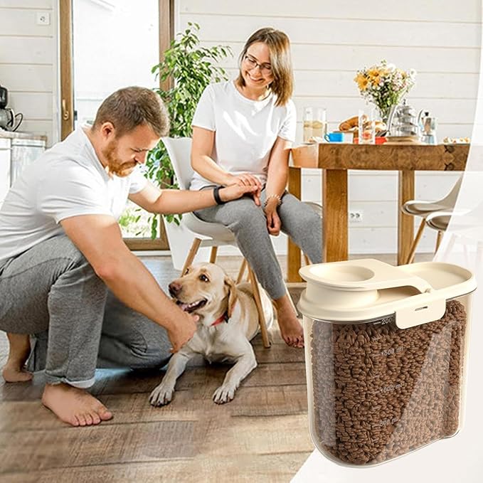Dog Food Container - 2L Container for Dog Food - Visible Grain Dispenser Large Capacity Anti-moisture Dust-proof for Kitchen Pantry Garage Barn Farm