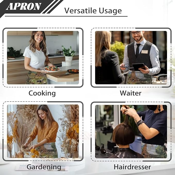 Waistress Apron with Pockets Coffee Waiter Apron Long String Chef Half Aprons for Cooking Kitchen Hairdresser