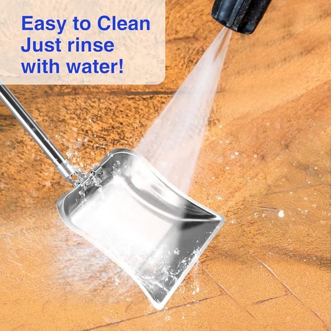 3 Pack Chicken Poop Scooper, Full Stainless Steel Chicken Coop Rake with Adjustable 24"-53" Handle, Multi-Size Poop Scooper for Cleaning Chicken Coop, Rust-Proof Shovel for Sand/Shavings