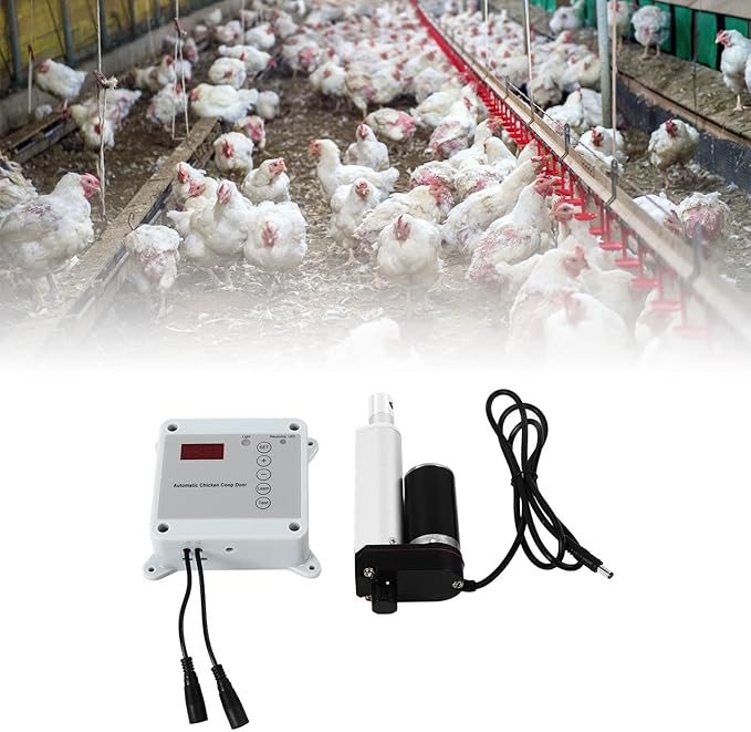 Automatic Chicken Coop Door Opener, Timing Photosensitive Auto Chicken Coop Door Opener, Auto Open and Close, Remote Controls Automatic Chicken Coop Door(US)