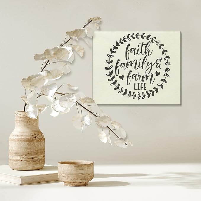 JennyGems Faith Family Farm Life Wooden Sign, Barn Decor, Rustic Farmhouse Decor Wall Hanging, Christian Farm Life, Made in USA