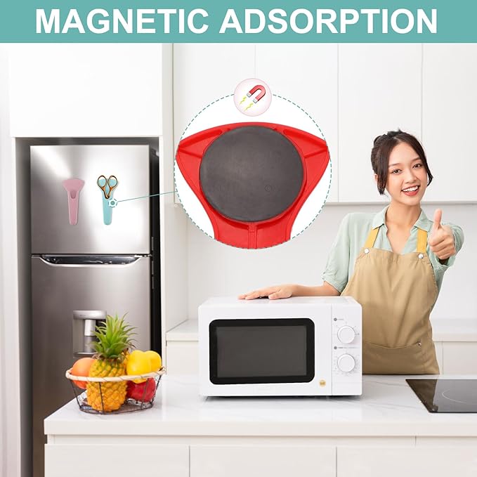 uxcell Magnetic Scissor Holder, 7.48" x 3.46" Plastic Scissors Cover Durable Waterproof Protector Portable with Round Magnetic Absorber for Kitchen Shears, Pink