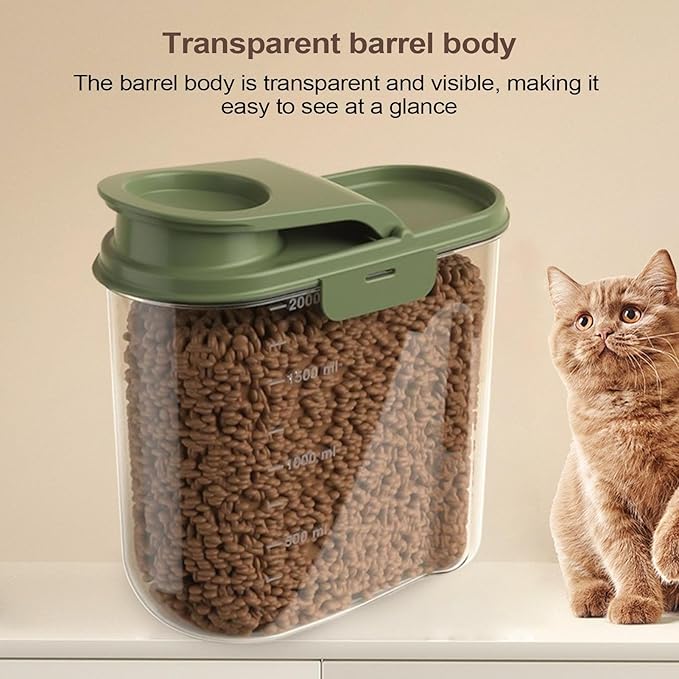 Pet Food Container - 2L Animal Food Storage Containers | Visible Grain Dispenser Large Capacity Anti-moisture Dust-proof for Kitchen Pantry Garage Barn Farm