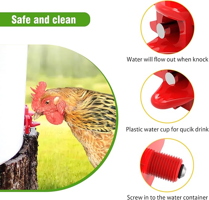 Horizontal Water Nipples Automatic Poultry Nipples for Chicken Waterer Kit Drinker with Drill Bit (10)