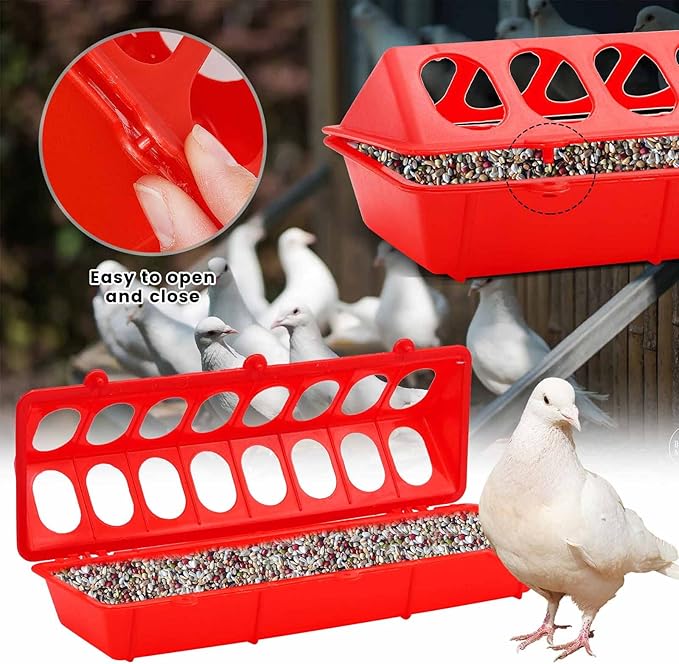 6 Pieces Plastic Flip Top Bird Small Poultry Feeder Quail Chick Feeder Waterer Poultry Feeding Tray Trough Dish Dispenser No Mess No Waste for Brooder Chickens Ducks Quails Pigeon Birds