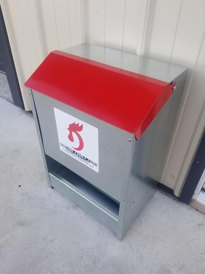 DUNCAN'S FAMILY FARM STORE Duncans Poultry 50 LB Double Sided Chicken Feeder. The Fat Boy Hold up to 50 LBS of Feed. Made in The USA and Comes Fully Assembled!