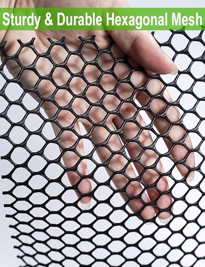 16In x 15Ft Plastic Chicken Wire Mesh Fencing, TOYPOPOR 500GSM Durable Heavy Duty Hexagonal Chicken Wire for Cat Dog Fencing, Garden Fence, Aquarium, Moss Pole, Aperture 0.4'', Rustproof, Easy to Cute