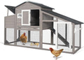 Chicken Coop Large Wooden Chicken Tractor - with Wheels Waterproof Outdoor Hen House Poultry Cage Back Yard Chicken Coops with Run, Laying Boxes, and Removable Tray, for Chickens, Ducks, Rabbits