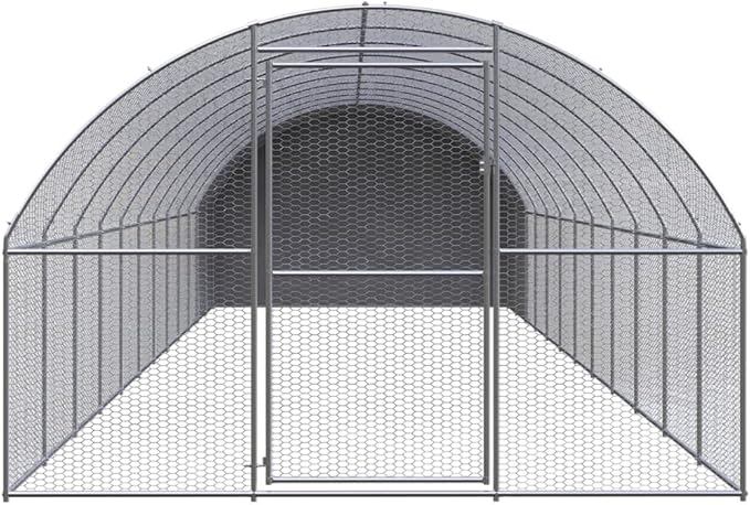 Large Outdoor Chicken Coop 10x10x6.6ft, Galvanized Steel Walk-in Poultry Cage for Backyard, Durable Metal Run for Chickens, Ducks and Small Animals