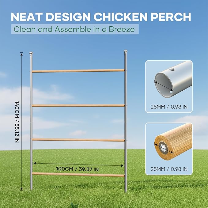 Chicken Perch Roosting Bars for Chickens in Coop Chicken Toys for Coop Accessories Chicken Roosting Ladder Bird Perch Supplies Easy to Assemble & Clean for Farm Backyard 56" L x 40" W