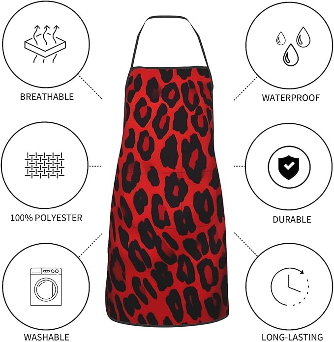 Kitchen Aprons for Men Women Waterproof Apron with 2 Pockets Tropical plants and parrots Apron Adjustable Bib Aprons