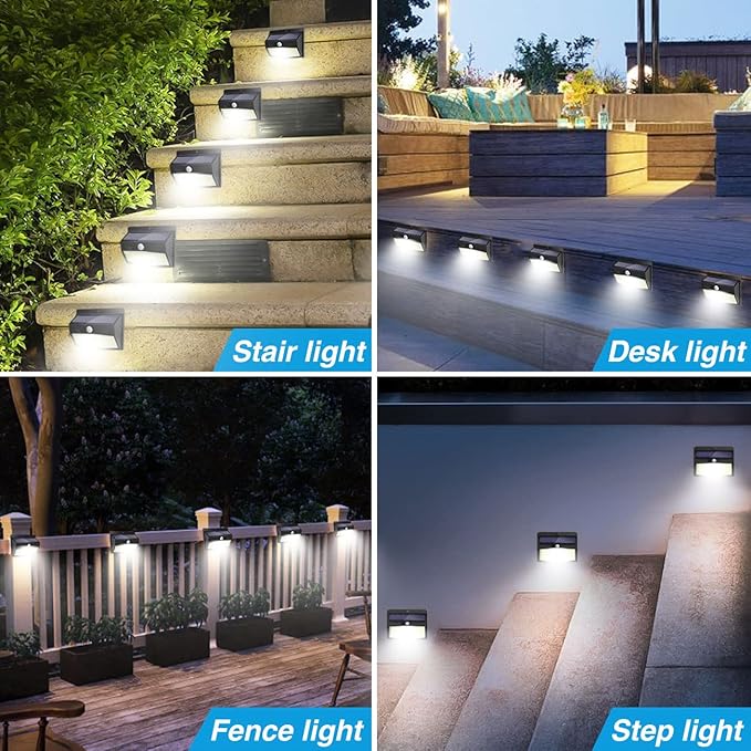Peasur Solar Outdoor Lights, [138 LED/10 Packs] Solar Motion Sensor Security Lights with 3 Lighting Modes Wall Lights Waterproof Solar Powered Lights for Garden Fence Yard Deck