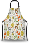 Gardening Apron for Women Cute Woodland Animals Cooking Aprons for Men for Kitchen Cooking Restaurant BBQ Painting Crafting 27” (W) x 31” (H), Waterproof Apron