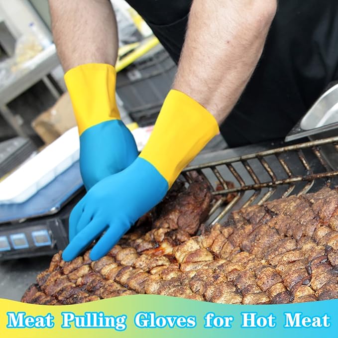 Wesiti 3 Pairs Meat Pulling Gloves Grilling Gloves with 6 Pairs Cotton Gloves Liner Reusable Heat Resistant BBQ Gloves Pork and Meat Shredding Gloves for Pork Chicken Hot food