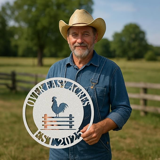 Personalized Chicken Coop Signs, Outdoor Chicken Coop Decor, Vintage Farmhouse Wall Decor, Custom Metal Name Sign for Farm Yard Garden Home, Gifts for Chicken Lovers Color01