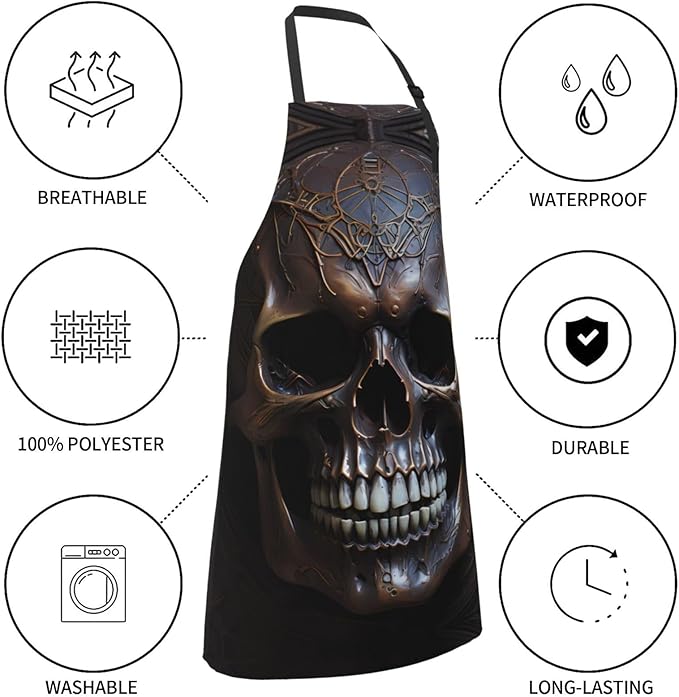 Dogs and Roses Heavy Duty Waterproof Apron with Pockets for AdultsResistant Grilling, Gardening, Painting
