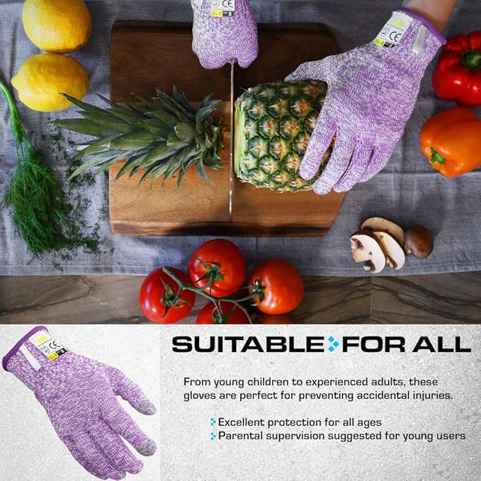 Glove Station Ultra Durable Series Cut Resistant Gloves - Cutting Gloves for Chefs, BBQ and Cooking - Level 5 Protection, Food Grade Safe Cut - Purple, X-Large Size