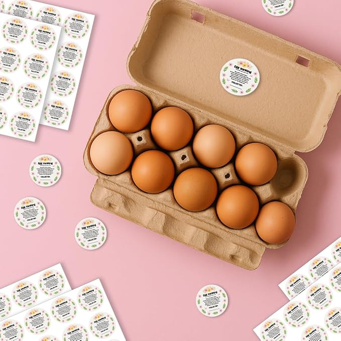 320 Pcs Egg Carton Labels, 2 Inch Pastoral Flower Style Eggs Handling Stickers Farm Fresh Laid on Sticker PET Adhesive Egg Packaging Sticker for Box Container Carton Farm Supplies