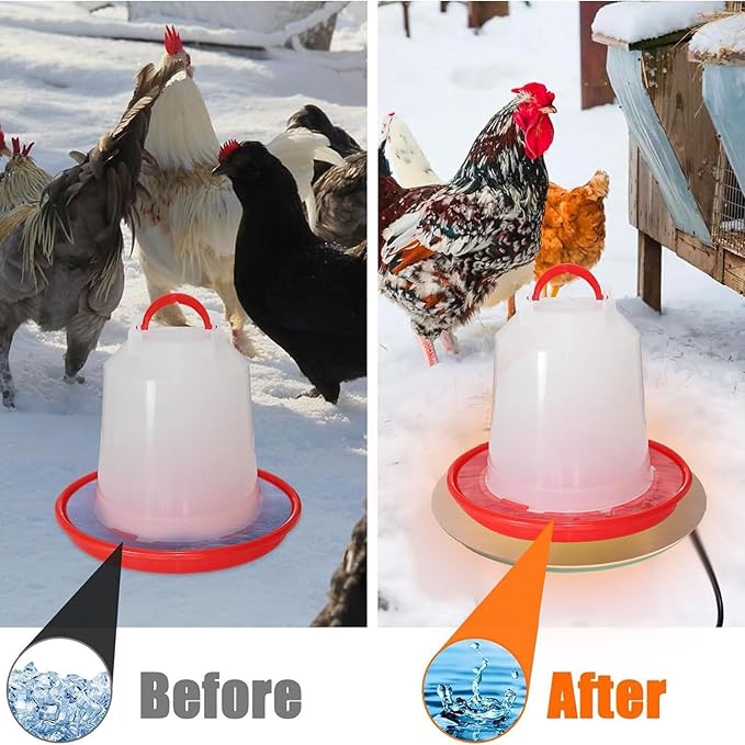 Heated Poultry Waterer Base, Electric Chicken Water Heater for Winter, Coop Accessories for Hen Duck and Goose with Thermostat (Blue_20cm)