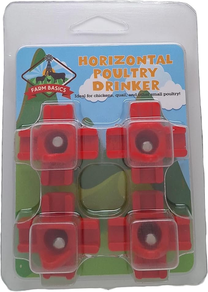 Horizontal Poultry Drinker Nipple (4 Pack) for Chickens, Chicks, Quail