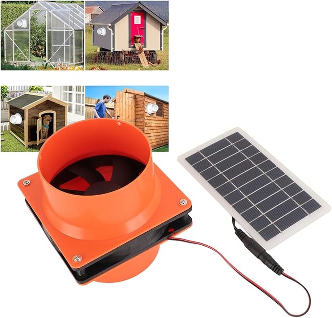 Solar Powered Fan,10W Efficient Solar Exhaust Intake Fan, Ventilation Fans for Chicken Coops, Greenhouses, Pet Houses, Sheds & Windows