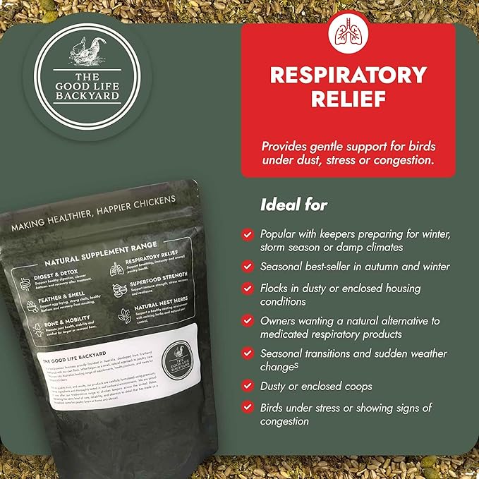 Good Life Backyard Respiratory Relief for Chickens – Aromatic Spice Blend for Respiratory Comfort (2 lb Pouch) | Hatching Time