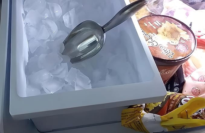 Ice Cube Scoop for Freezer Stainless Steel Ice Scoops Shovel for Ice Maker Coffee Bean Food Candy Flour Popcorn,6OZ Small Kitchen Utility Scoops with Good Grip Handle for Bar Outdoor Party