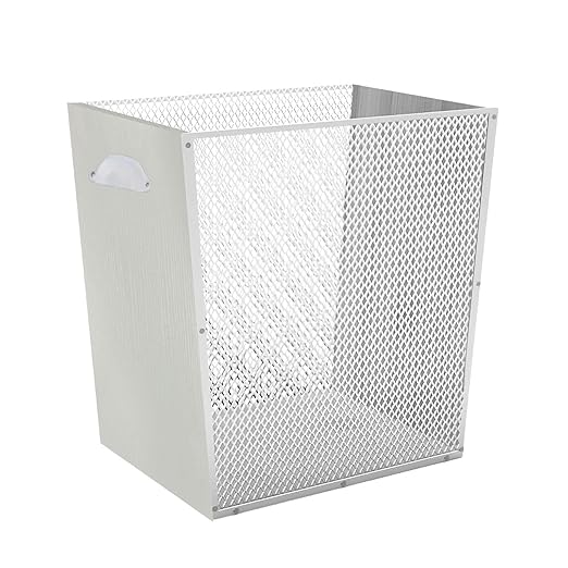 6 Gallon White Wooden Trash Can - Rustic Office Waste Paper Basket - Decorative Garbage Bin for Bedroom, Bathroom, Kitchen, Living Room