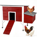 Outdoor Chicken Coop Weatherproof Wooden Hen House Small Animal Pet Hutch with Asphalt Roof Elevated Legs Removable PVC Layer Above Nest Box Pull-Out Tray