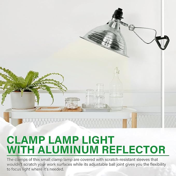 Simple Deluxe 8.5 Inch Adjustable Clamp Lamp Light Socket with Aluminum Reflector, Suit for Max 150 Watt Lamp (No Bulb Included), 6ft 18/2 SPT Cord, 2-Pack